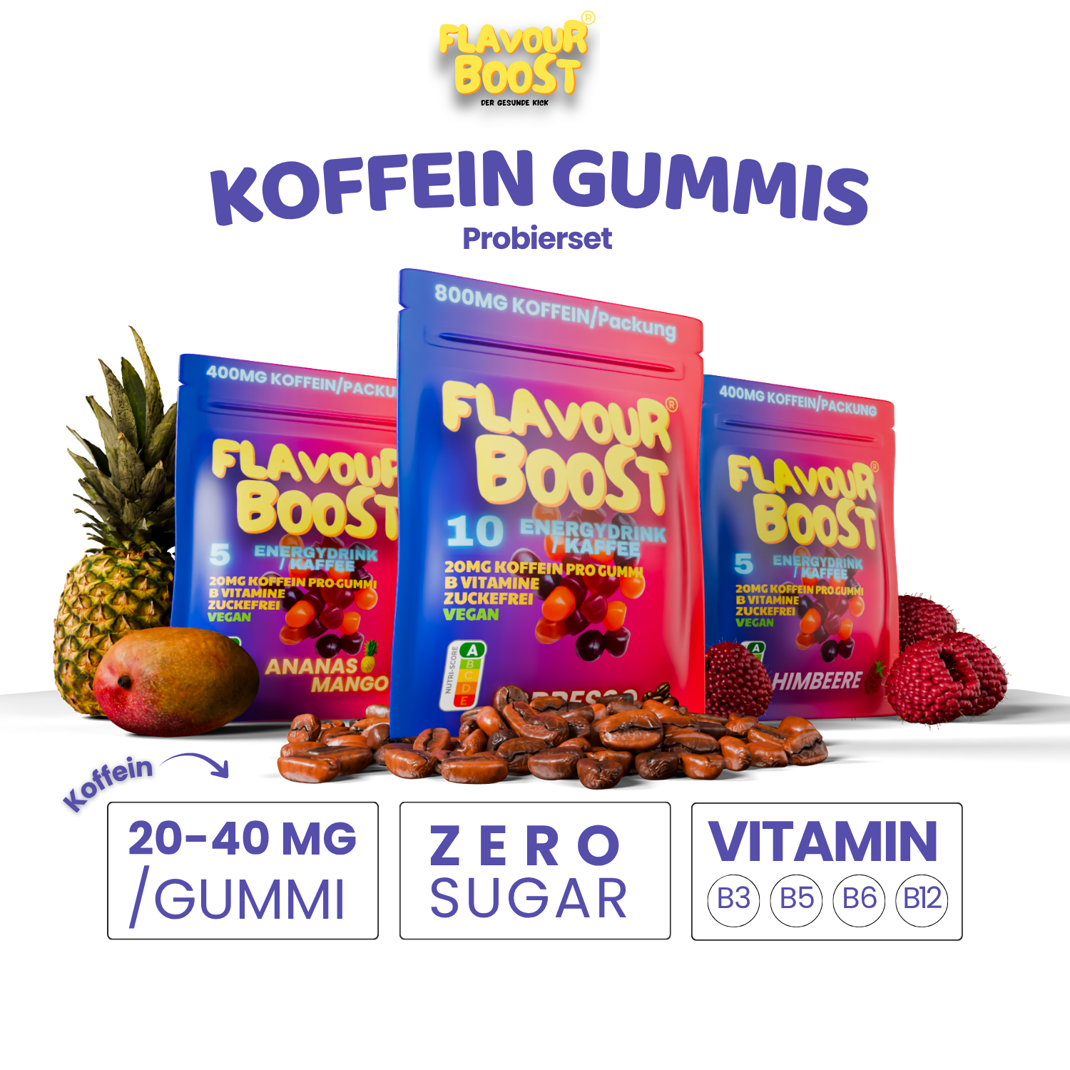 Koffein Fruchtgummis (Probiersets)